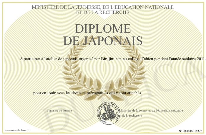 diplome japonais